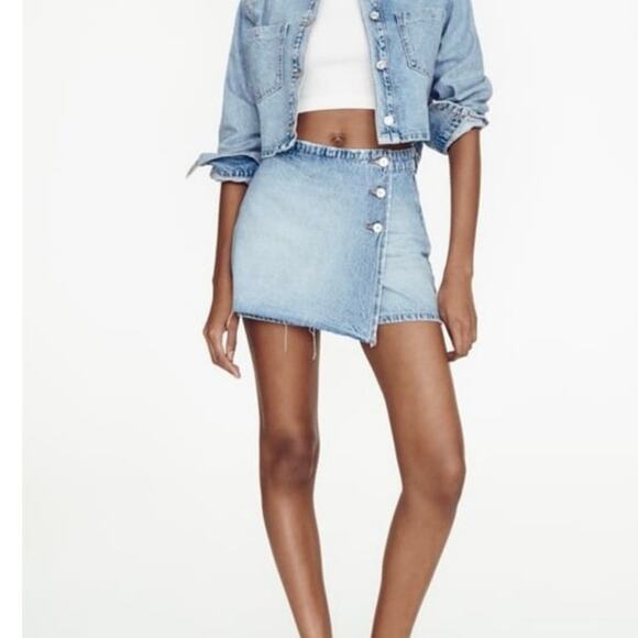 Zara buttoned wrap skort light blue size medium - Picture 1 of 9